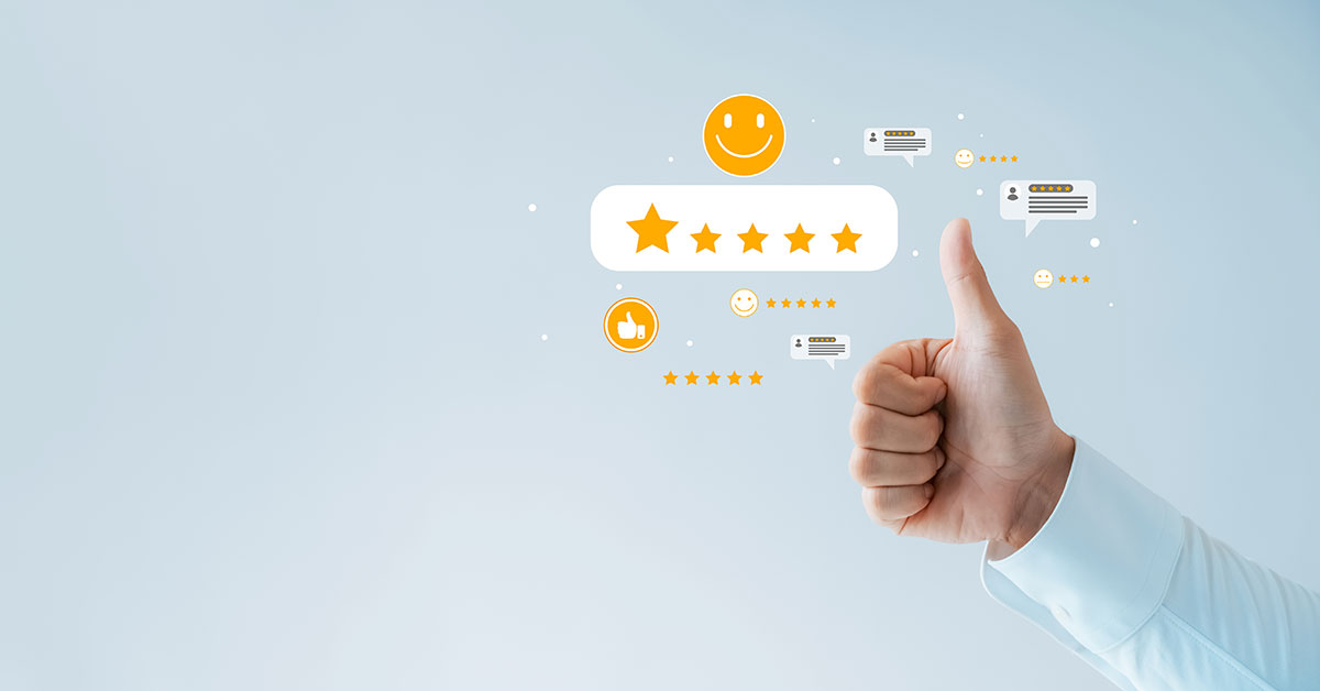 thumbs up 5 star rating reputation